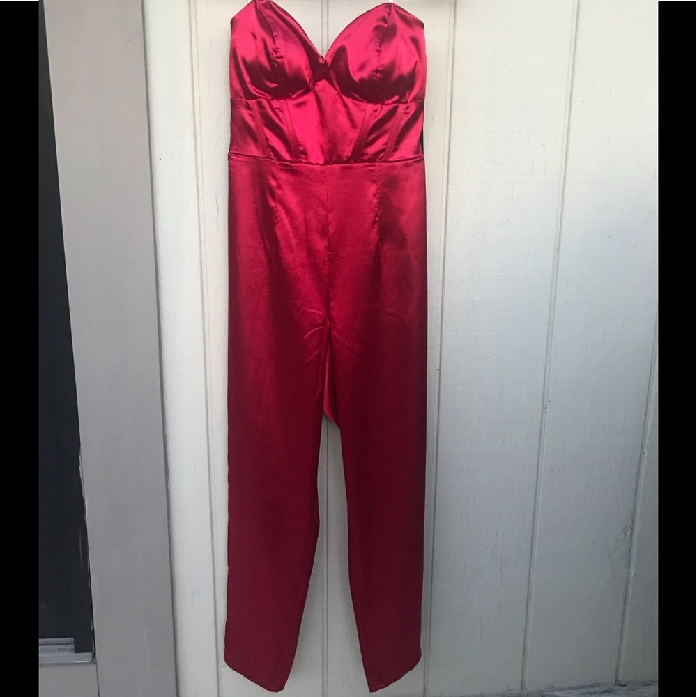 Red “satin” jumpsuit